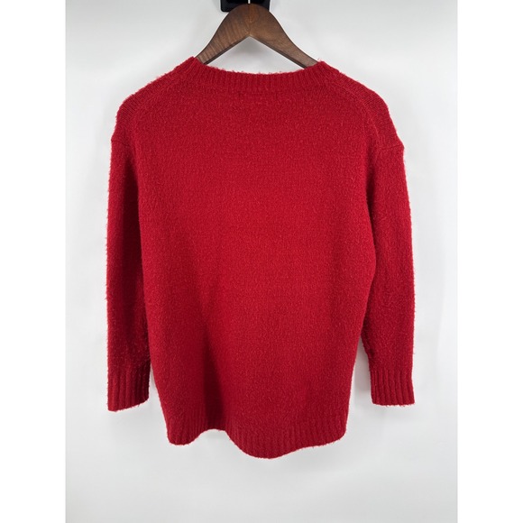 Philosophy Republic Clothing Red Fuzzy Crewneck Sweater Small Ribbed - Picture 2 of 8